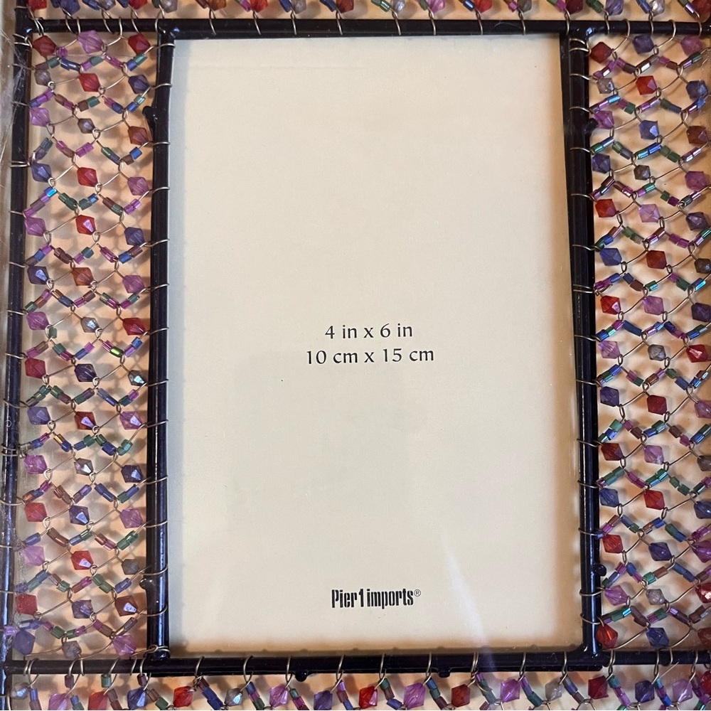 Pier 1 Imports 4 x 6 Photo Frame Vertical Tabletop Multicolor Beaded Rectangle - Picture 3 of 6